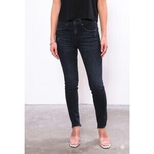 Nili Lotan Distressed Mid Rise Skinny Jeans Black Size 27
